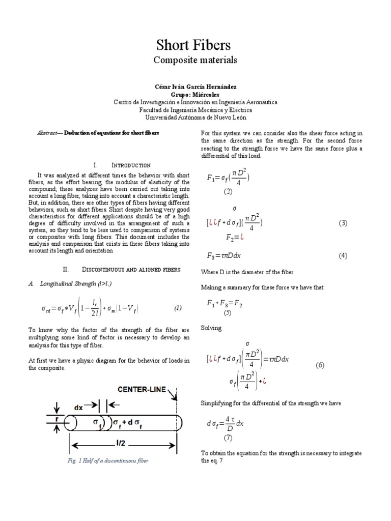 Analysis On Fibers | PDF | Composite Material | Equations