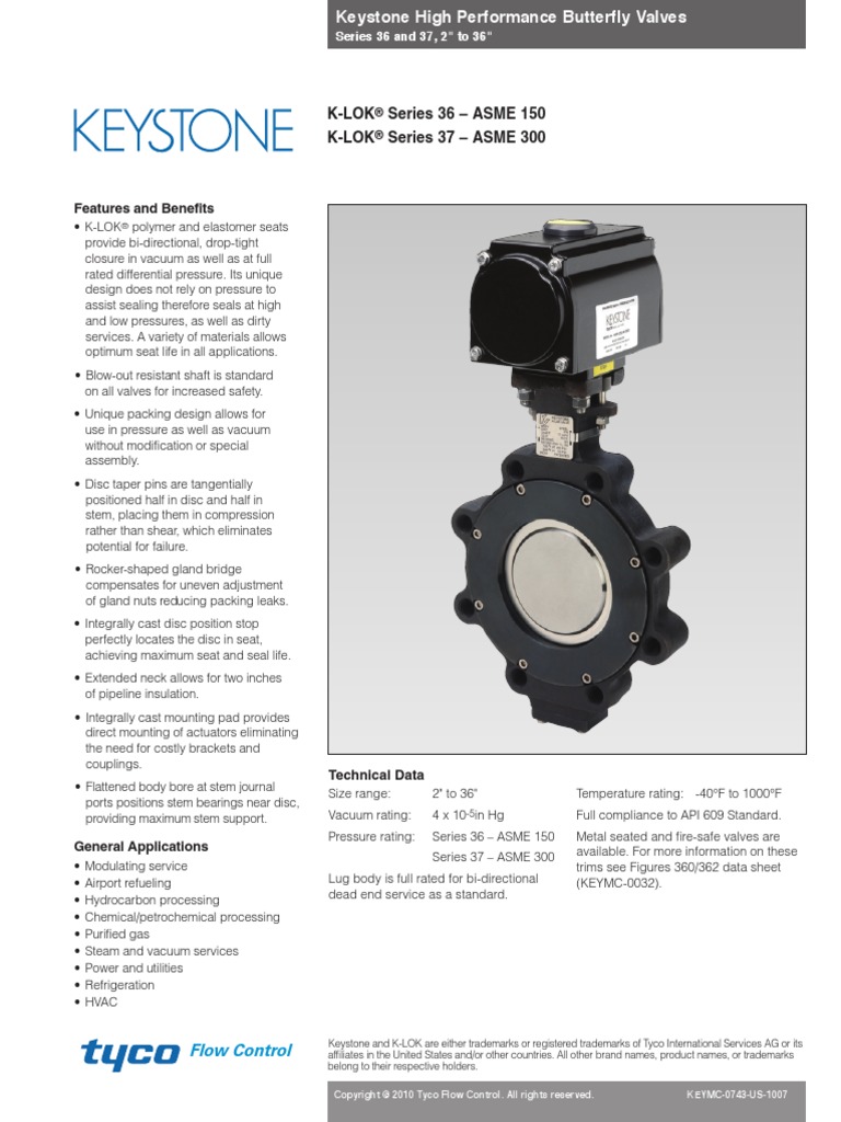 Keystone Klok 3637 Data Sheet Valve Stainless Steel