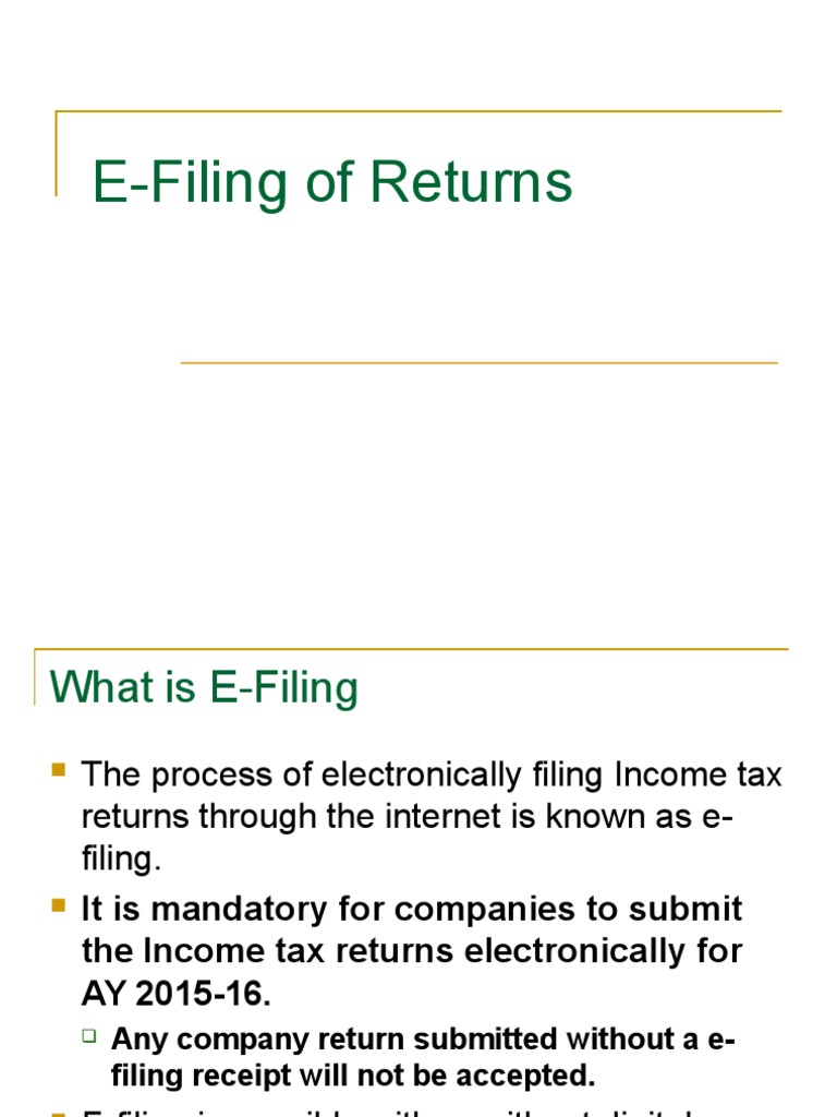 E-Filing of Returns | PDF | Finance & Money Management