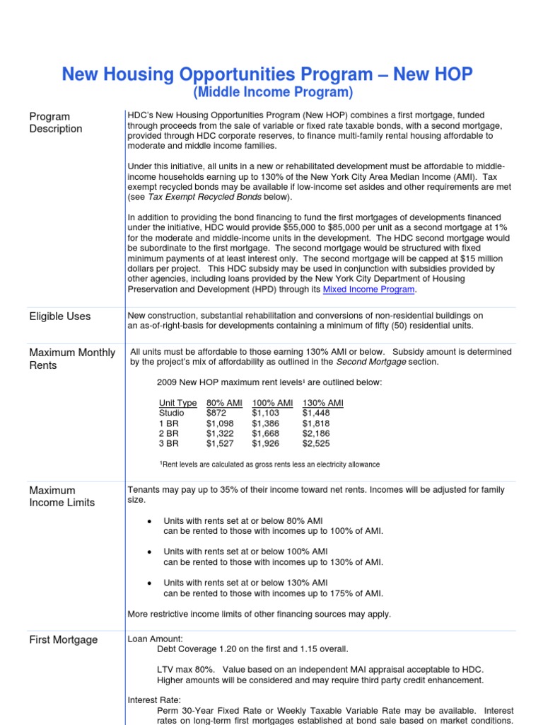 New Housing Opportunities Program New HOP PDF Mortgage Loan