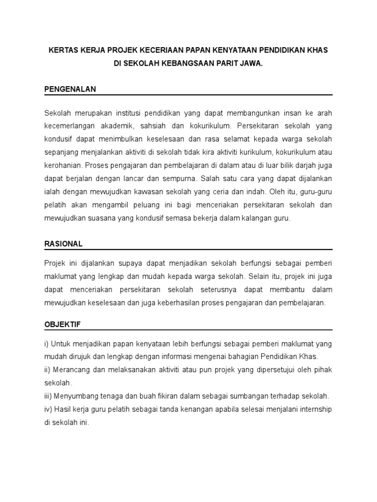 Kertas Kerja Papan Kenyataan