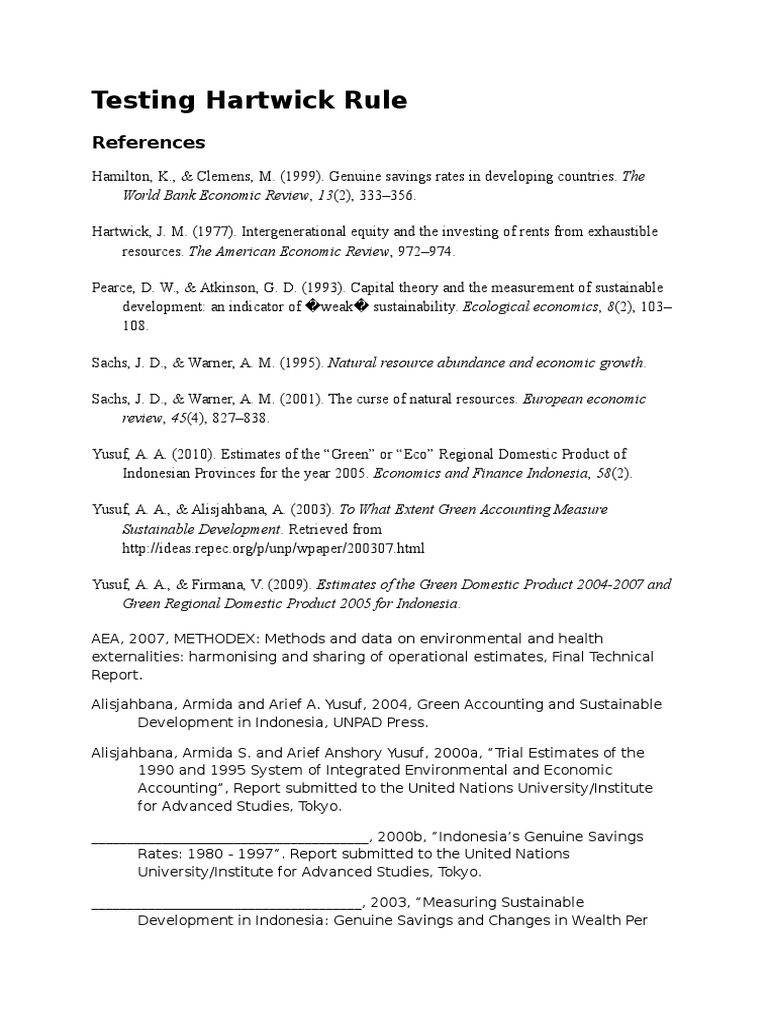 Testing Hartwick Rule PDF Wealth Sustainability