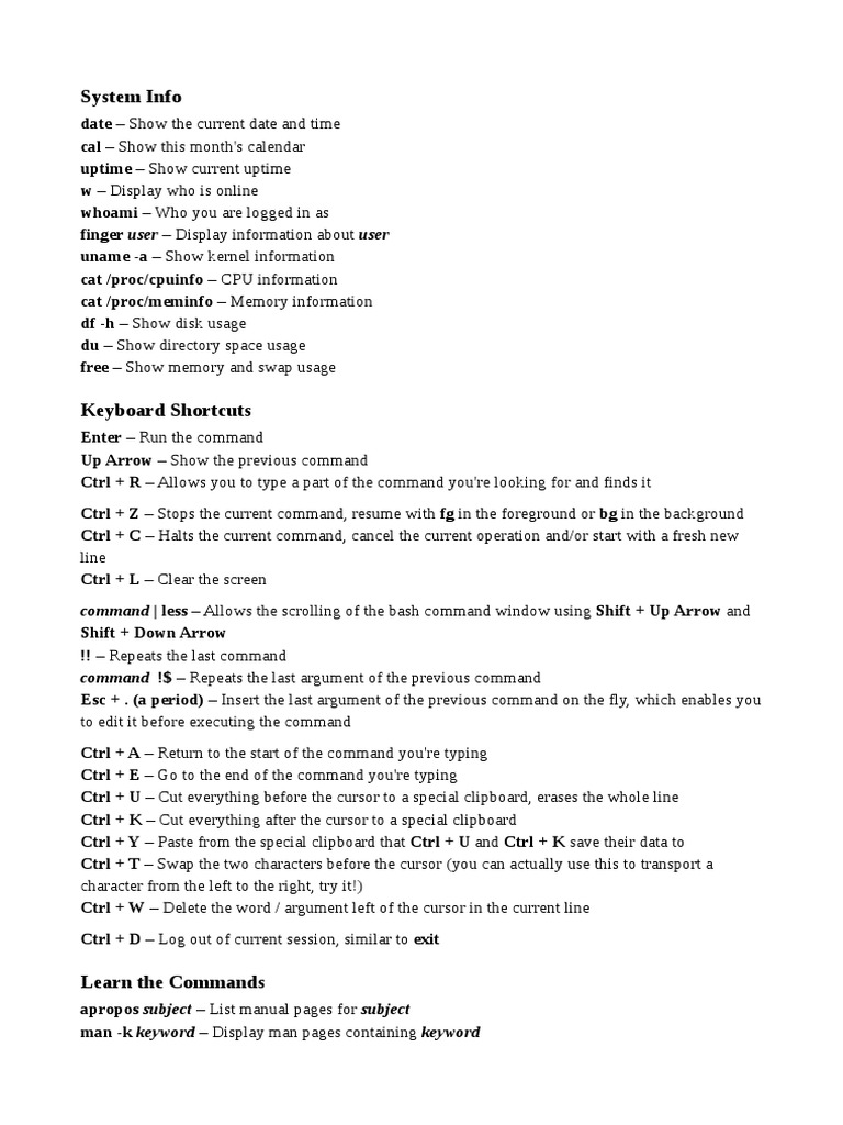 System Info: Command - Less - Allows The Scrolling of The Bash Command ...