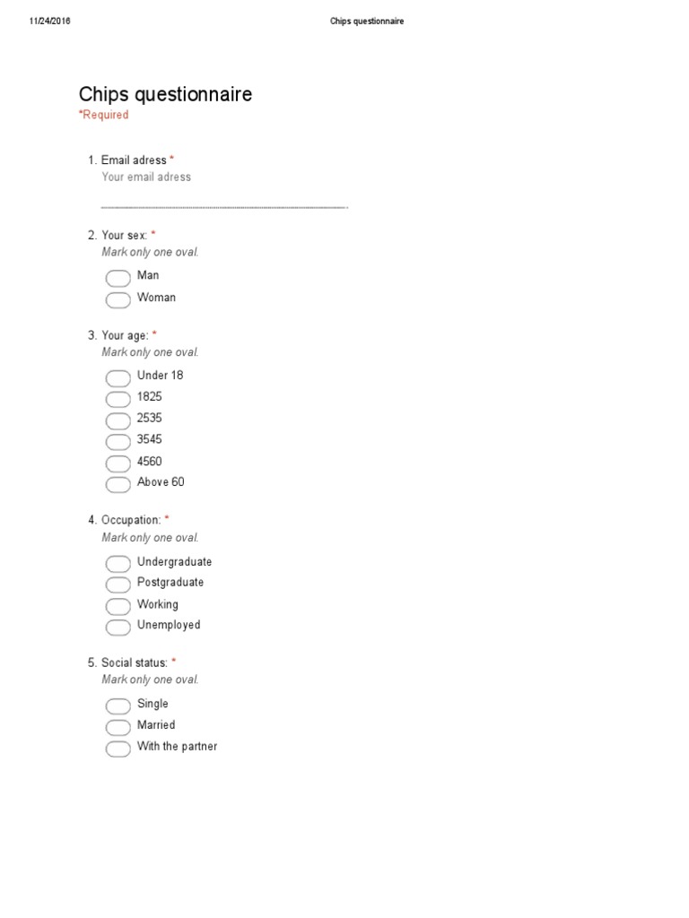 Chips Questionnaire Google Forms PDF