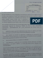 Carta de Bibliotecarios de Piura y Tumbes al Ministro Jorge Nieto