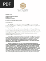 De Blasio's Letter to Obama Requesting Reimbursement for Trump Security Protection 12-5-16