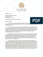 De Blasio's Letter to Obama Requesting Reimbursement for Trump Security Protection 12-5-16