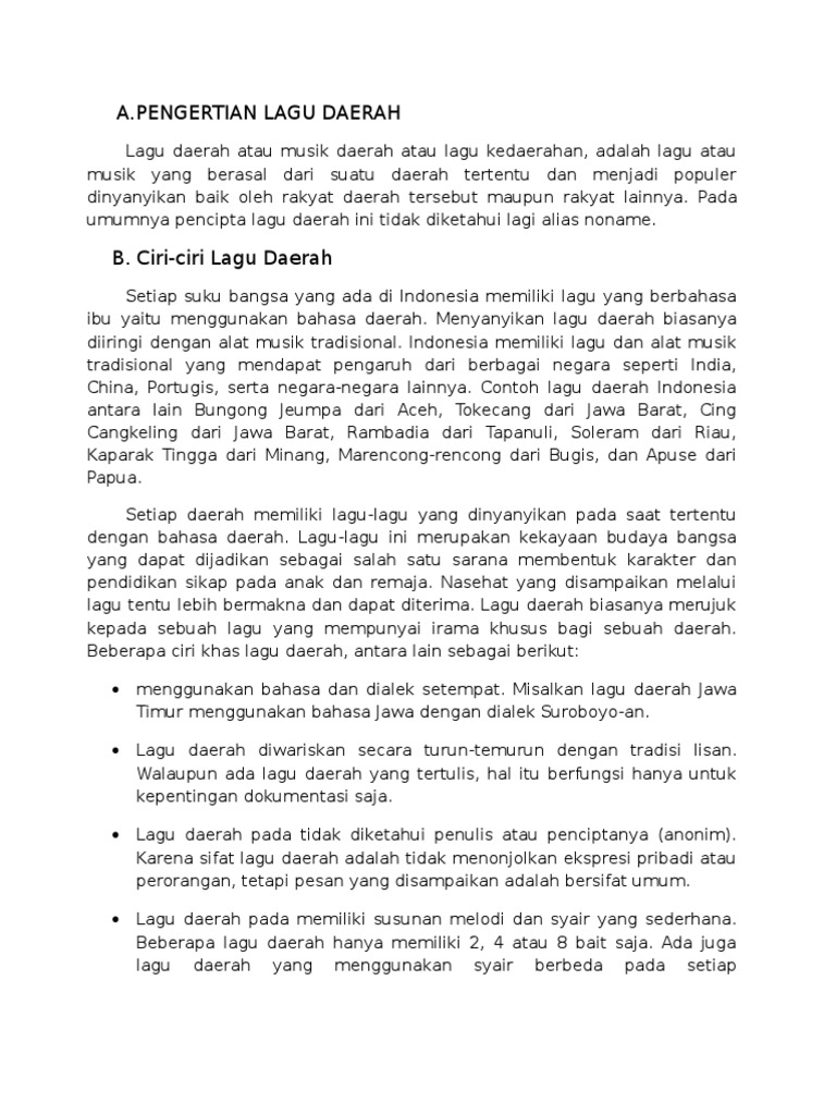 Ciri2 Lagu Daerah Gambar Alat Musik