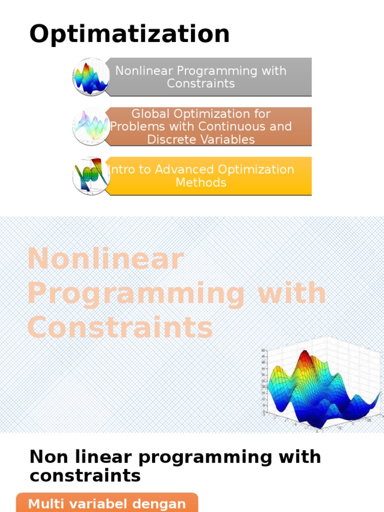 Non Linear Programming With Constraint