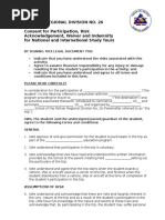 consent for participation risk acknowledgement waiver and indemnity for national and international study tours