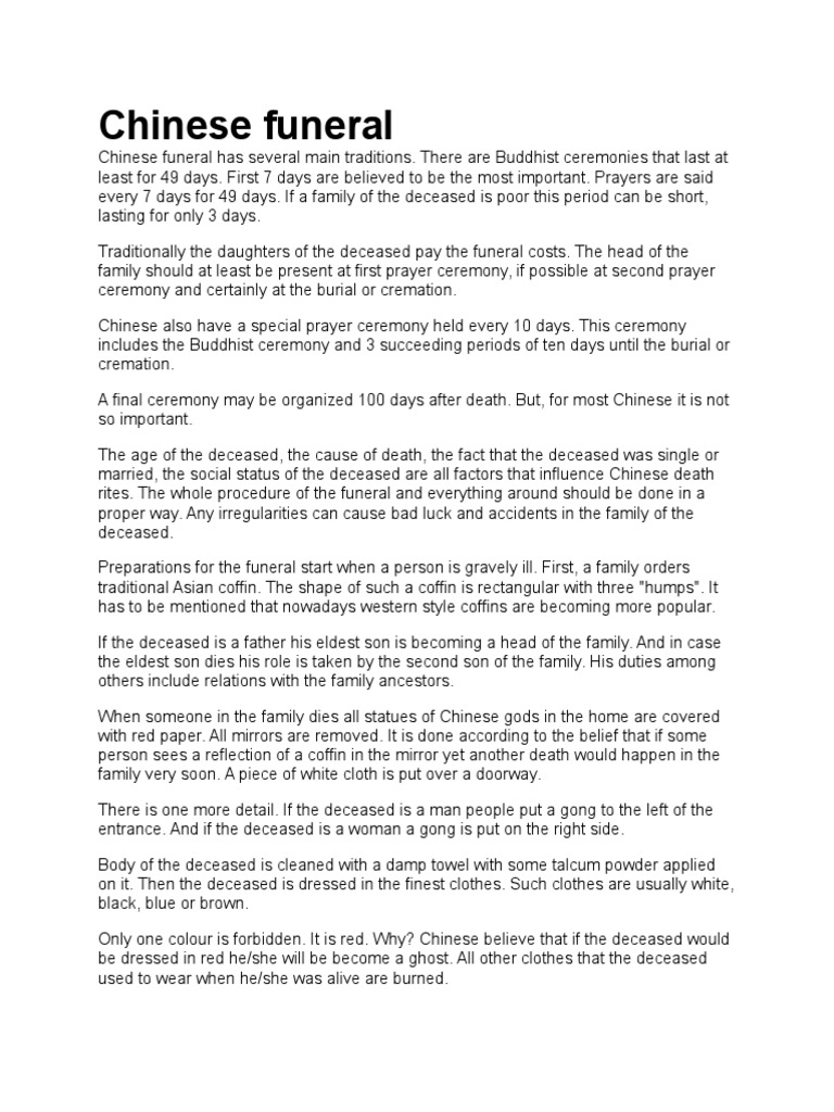 Chinese Funeral PDF Funeral Coffin