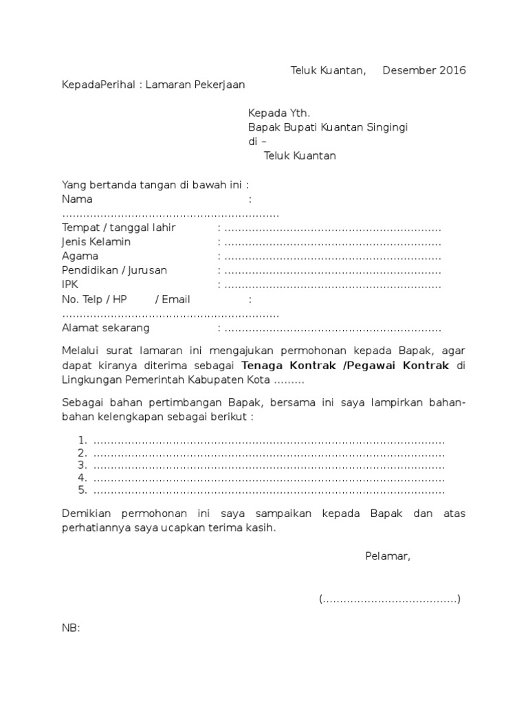 Contoh Surat Lamaran Kerja Kementerian Pertanian - Mosaicone
