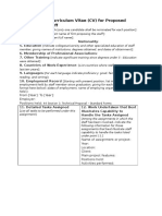 Curriculum Vitae (CV) for Proposed Professional Staff 