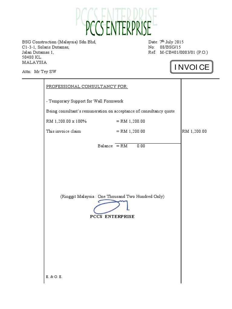 Invoice 08 BSG 15 | PDF