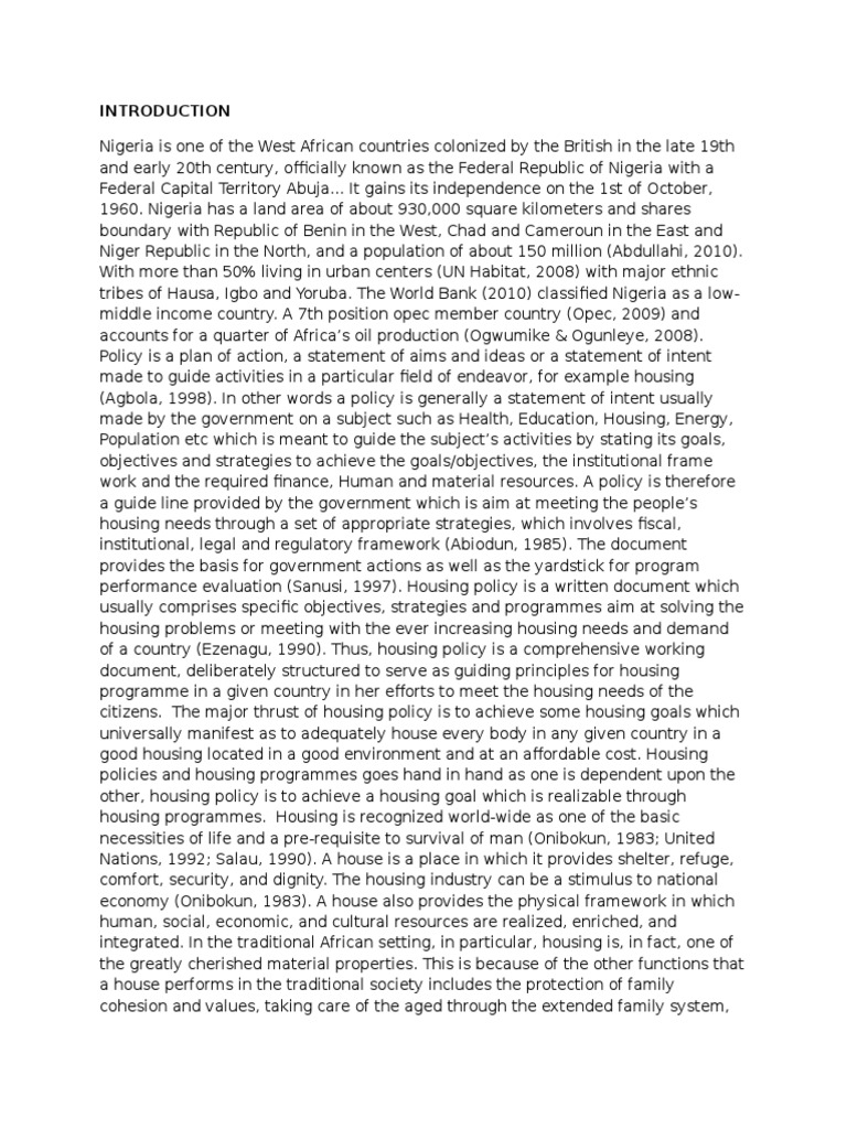 Review of The Nigeria National Houisng Policy | PDF | Nigeria | Public