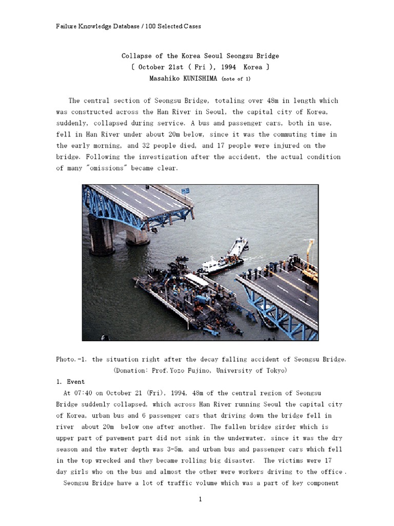 Seongsu Bridge Collapse Case Study | PDF | Bridge | Welding