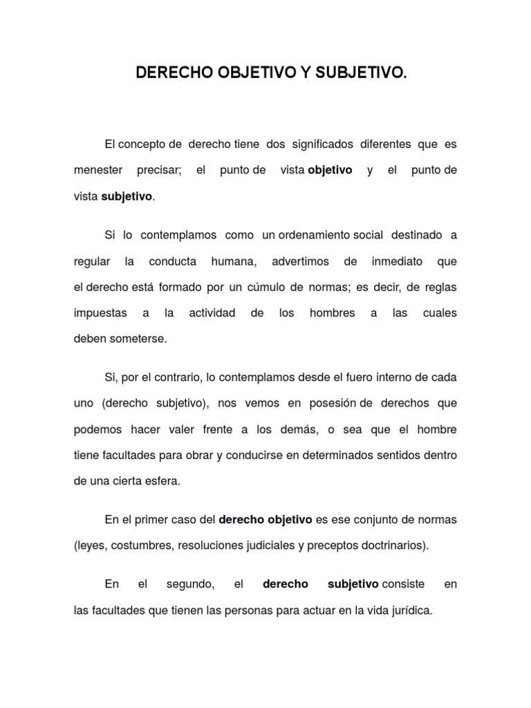 Derecho Objetivo y Subjetivo Apuntes1 Derechos