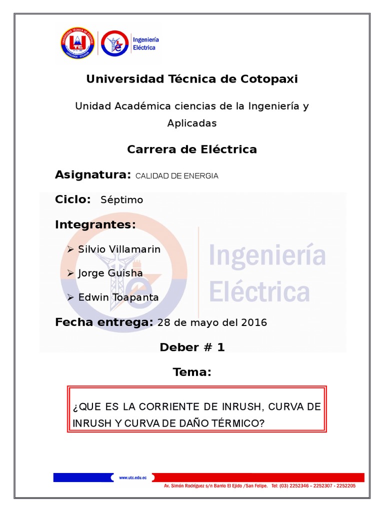 Corriente de Inrush Curva de Inrush Curva de Daño Termico | PDF ...