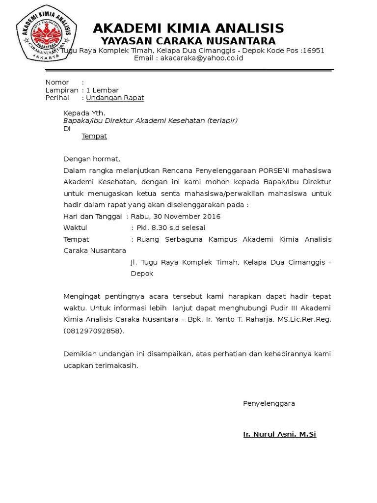 Contoh Surat Undangan