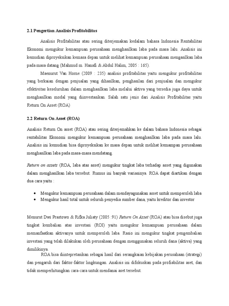 1 Pengertian Analisis Profitabilitas