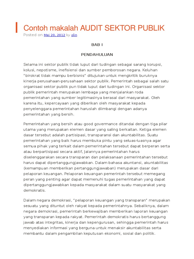 Contoh Makalah Audit Sektor Publik