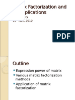 Matrix Factorization and Its Applications