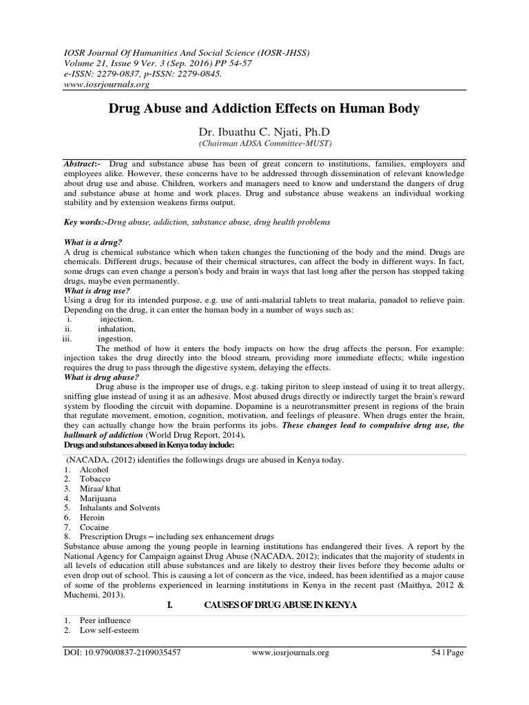 Drug Abuse and Addiction Effects On Human Body | PDF | Substance Abuse ...