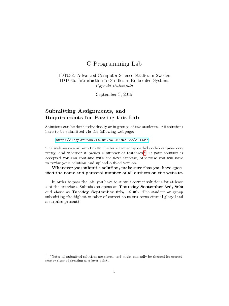 C Programming Lab: Submitting Assignments, and Requirements For Passing ...
