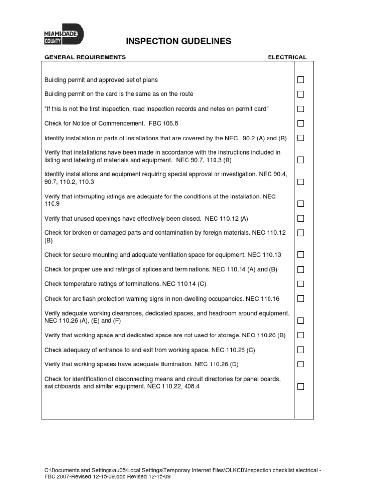 Electrical Inspection PDF Electrical Wiring Building Technology