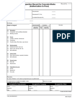 Inspection Record For Concrete Works (Authorization To Pour)
