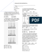 Avaliação de Matemática 6 2016
