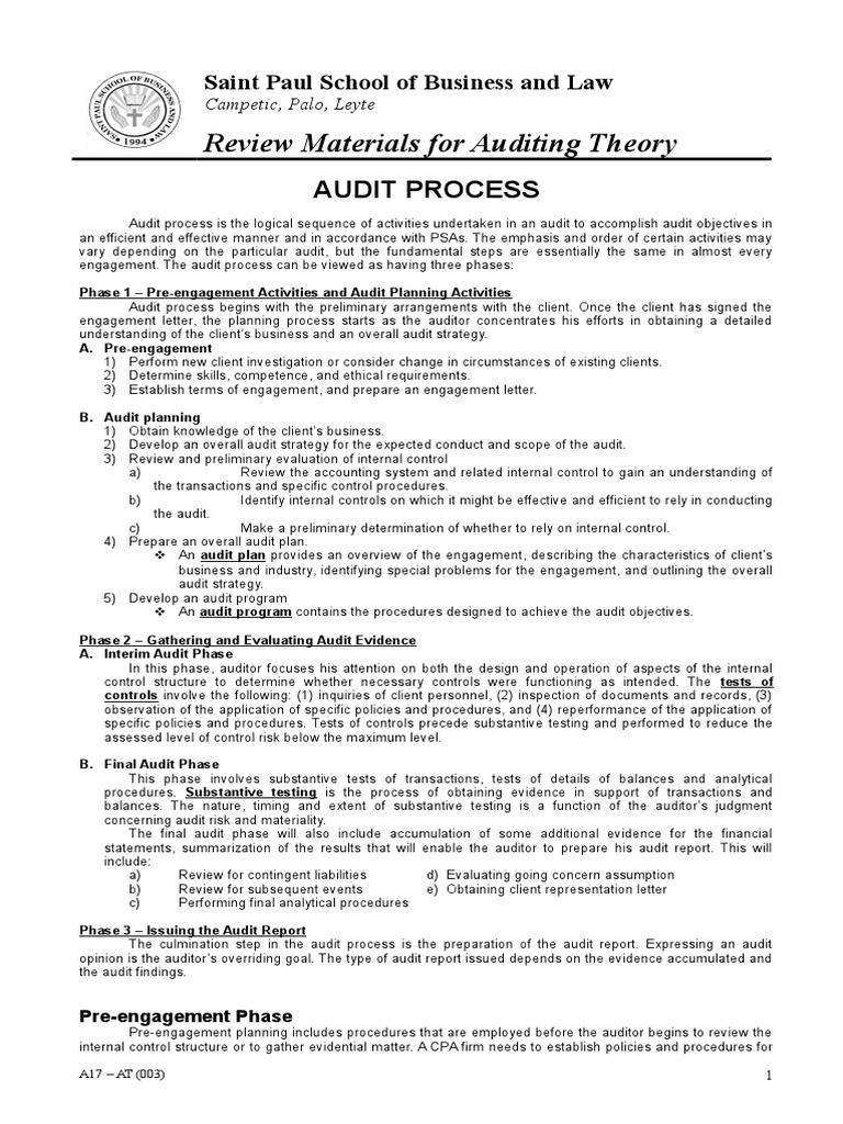 Three Phases of the Audit Process | PDF | Internal Control | Auditor's ...