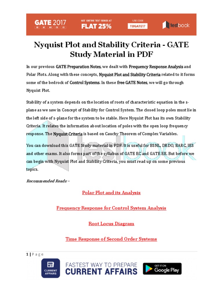 Nyquist Plot and Stability Criteria Guide | PDF | Systems Theory ...