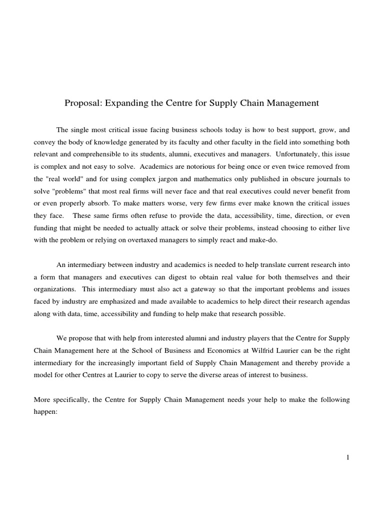 Supply Chain Management Centre Proposal | PDF | Supply Chain Management ...