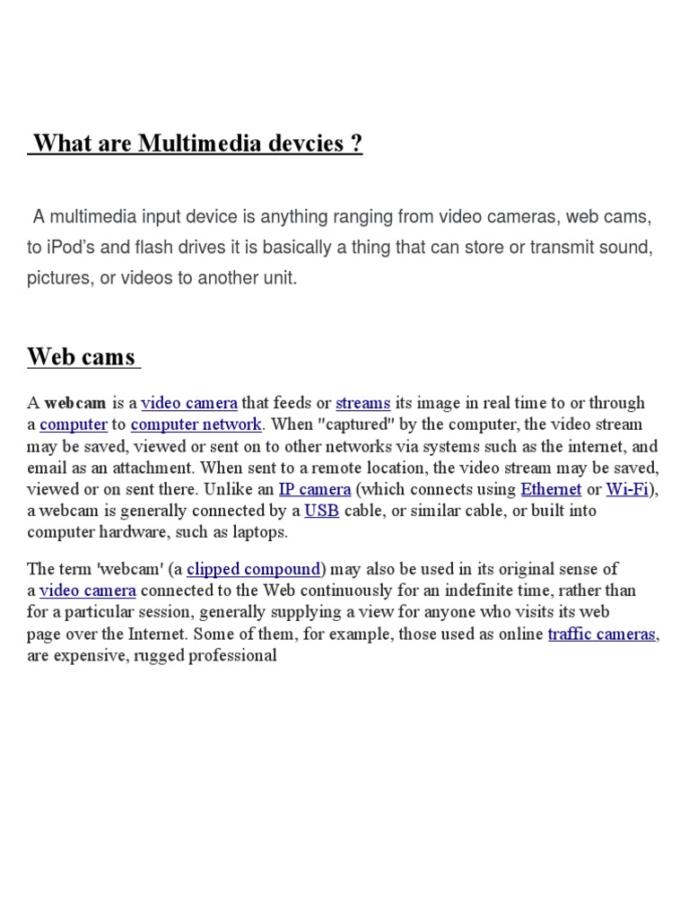 Understanding Multimedia Input Devices | PDF | Microphone | Media ...