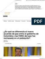 ¿en Qué Se Diferencia El Nuevo Acuerdo de Paz Entre El Gobierno de Colombia y Las FARC Del Que Fue Rechazado en El Plebiscito