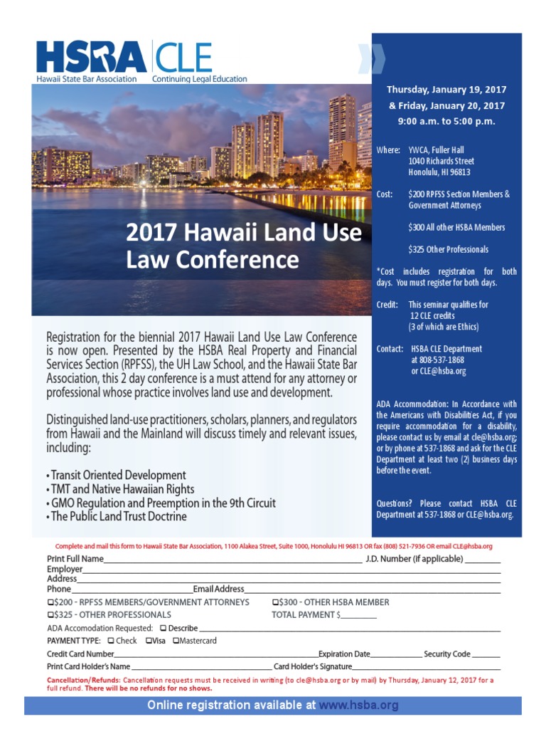 2017 Hawaii Land Use Law Conference Brochure and Registration Form PDF