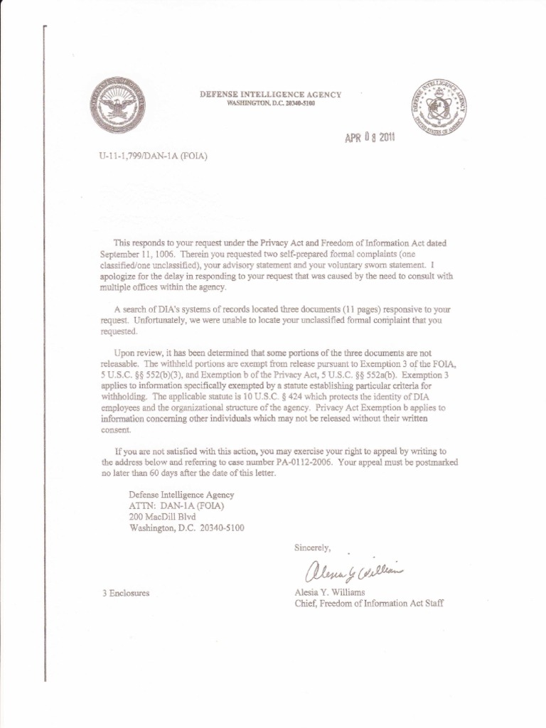 FOIA Response on DIA Complaints | PDF | Freedom Of Information Act ...