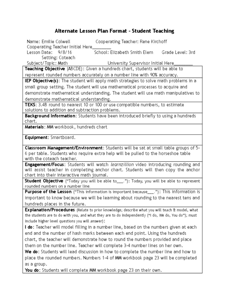 3rd Grade Math Lesson Plan: Rounding Numbers | PDF | Classroom ...