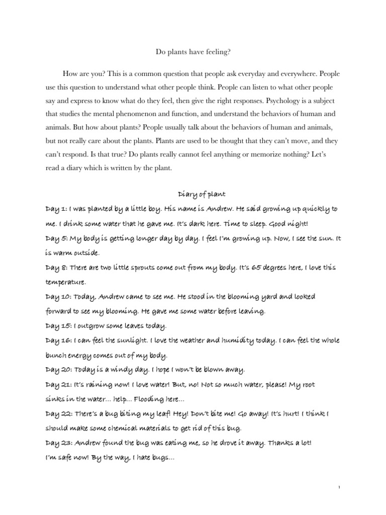 Do Plants Have Feelings PDF PDF Cognitive Science Psychological