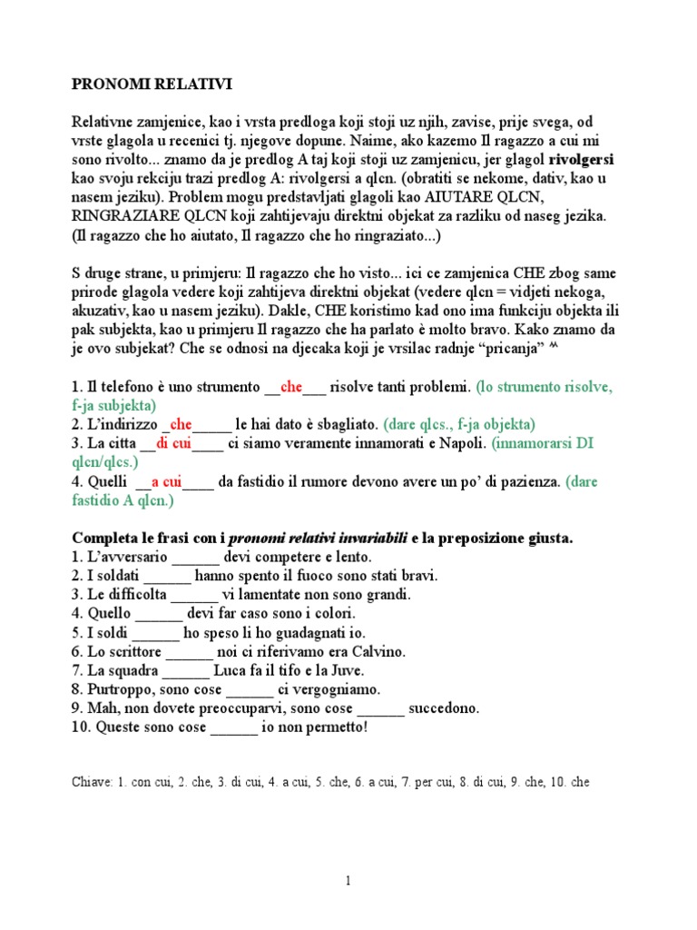 Pronomi Relativi PDF