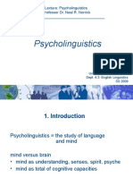 Psycholinguistics: Lecture: Psycholinguistics Professor Dr. Neal R. Norrick