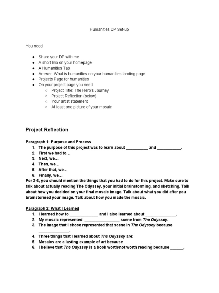 Humanities Project Setup Guide | PDF | Art