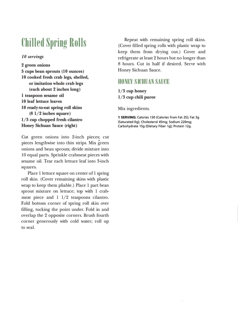 Chilled Spring Rolls | PDF