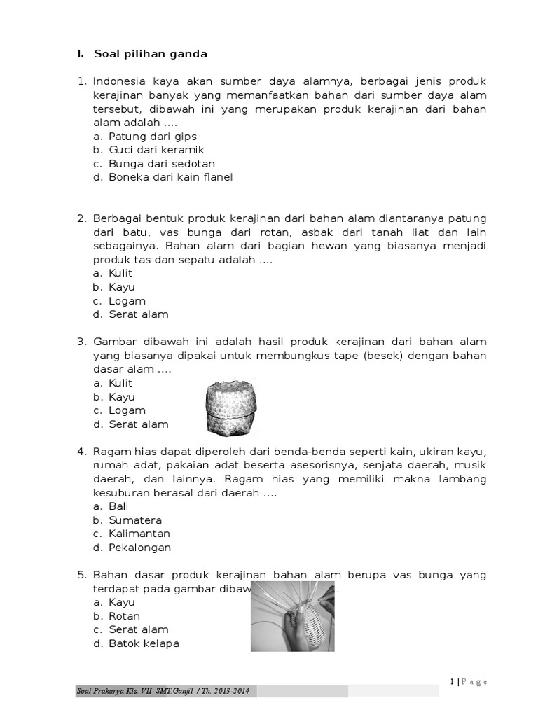 207853023 Soal Prakarya Kerajinan Kls 7