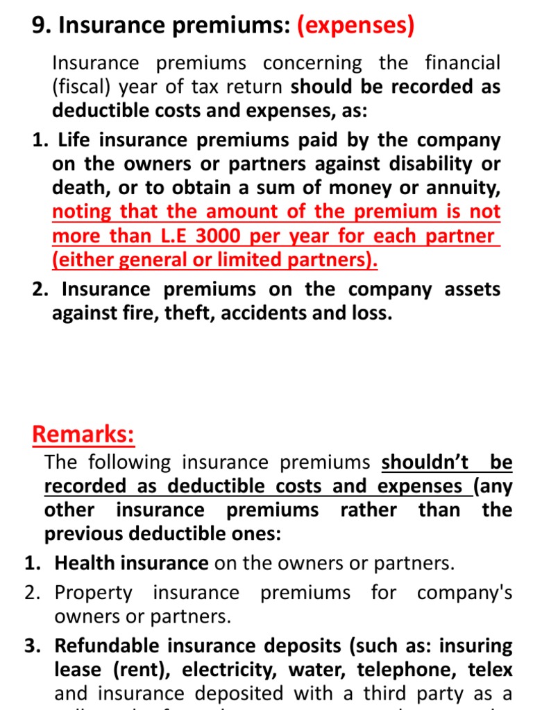 Insurance Premiums Concerning The Financial (Fiscal) Year of Tax Return ...