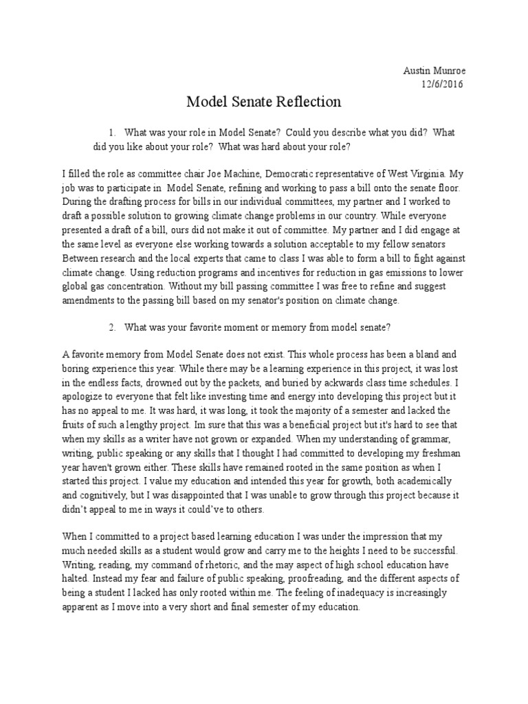 Endofsemesterreflection | PDF | United States Congress | American ...