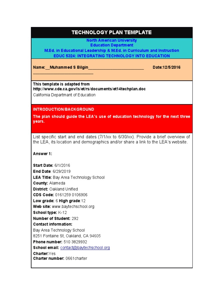 EdTech Plan for School Leaders | PDF | Educational Technology ...