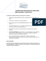 Modelos e Indicaciones para Certificados de Parvularia PDF