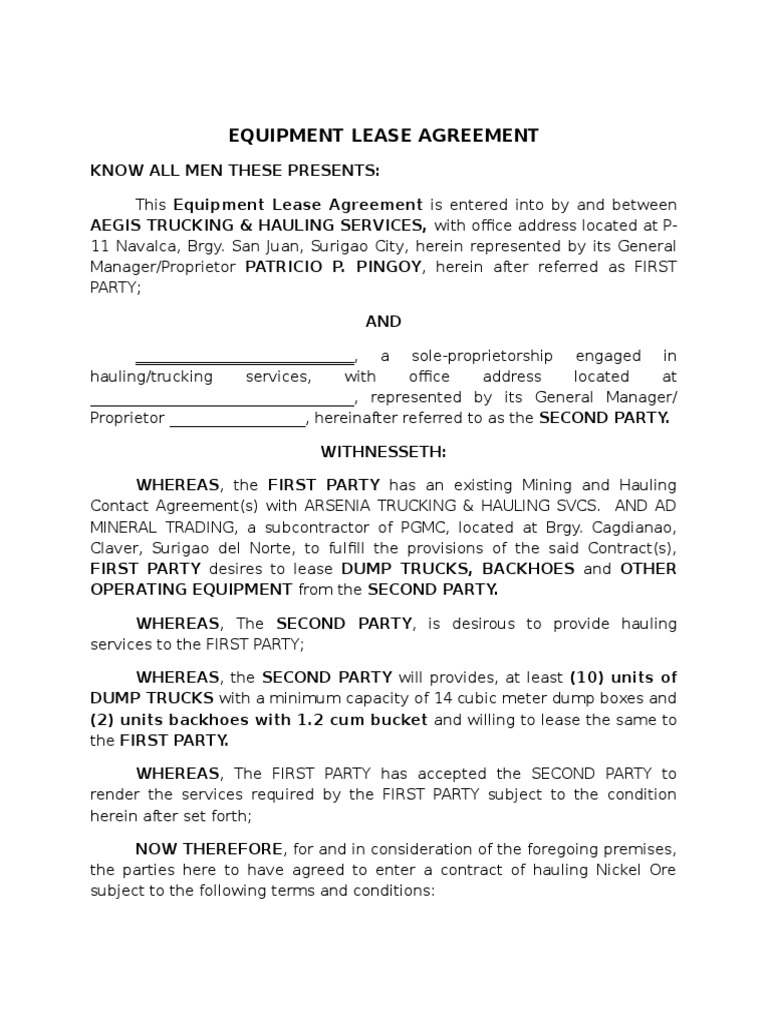 Aegis Subcon Romy Masalahit Equipment Lease Agreement Withholding Tax Employment